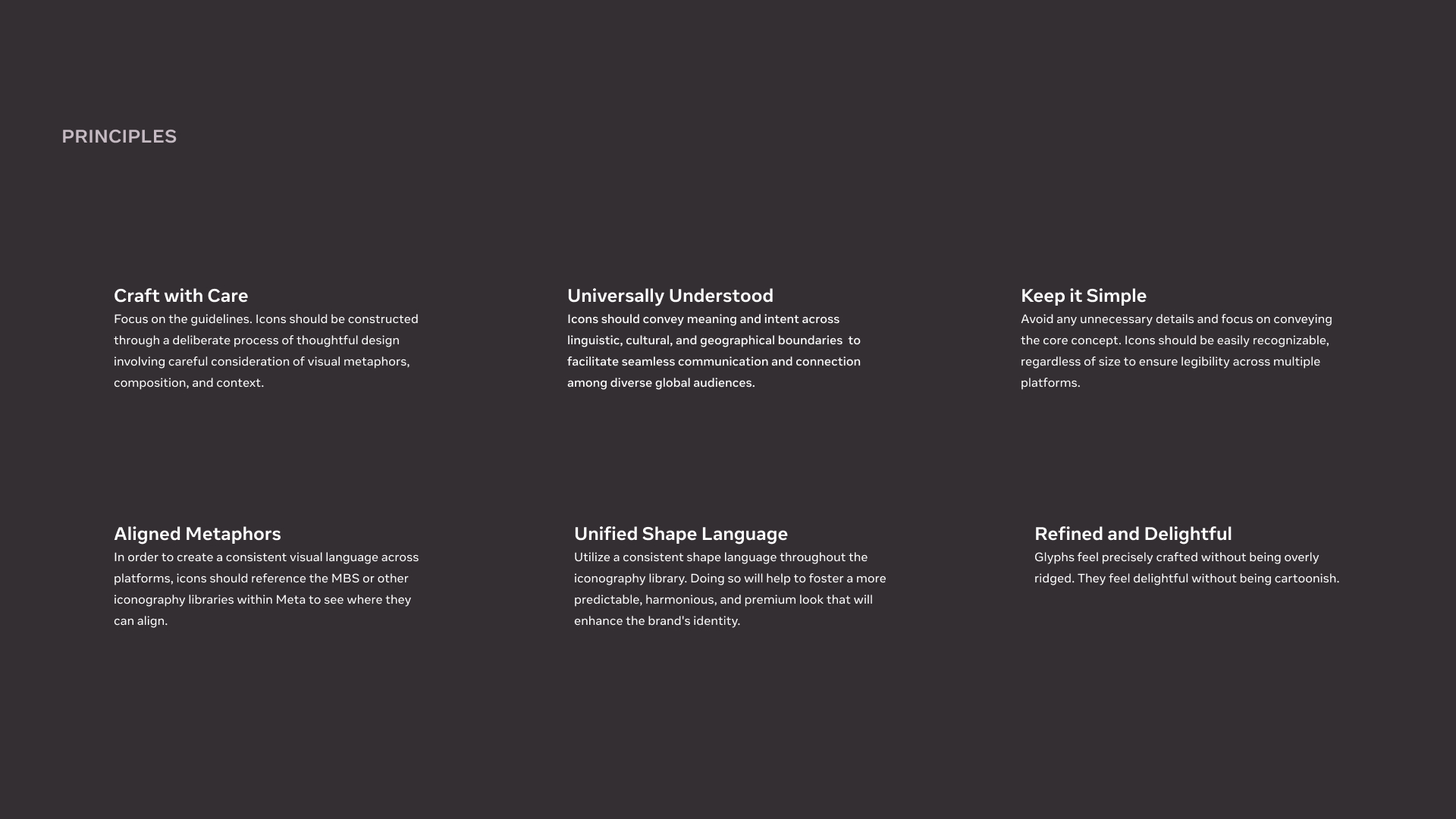 Meta VR iconography principles